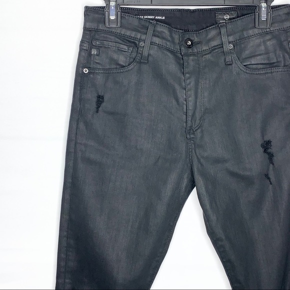 AG The Farrah Skinny Ankle Coated Black Size 28R - Picture 10 of 16